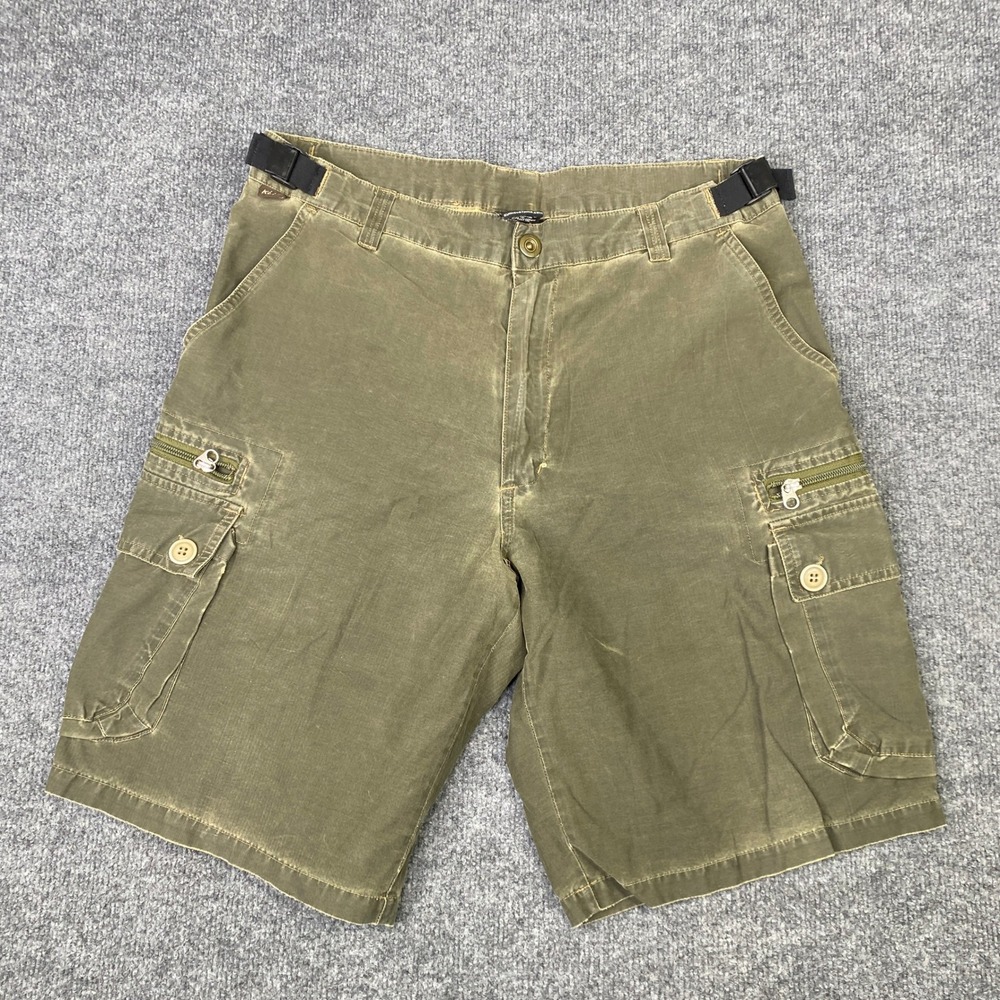 Kuhl Mens Cargo Shorts Green Adjustable Waist Multi Pocket Hiking Outdoor Size M